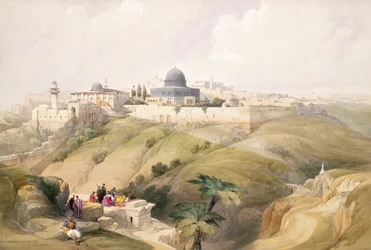 Jerusalém, 9 de abril de 1839, prato 16 do Volume I de &39;The Holy Land&39;, gravado por Louis Haghe (1806-85) pub. 1842