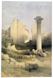 Karnak, 29 de novembro de 1838": litografia após aguarela de David Roberts (1796-1864), artista escocês. Egito Antigo Arqueologia