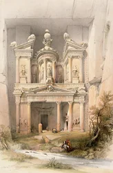 Petra, 7 de março de 1839, placa 92 do Volume III da "Terra Santa", gravada por Louis Haghe (1806-85) pub. 1849