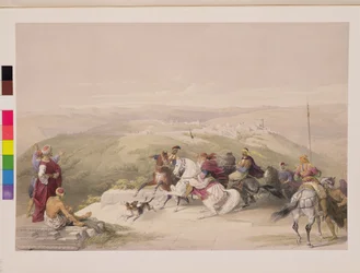 Sabaste, antiga Samaria, 17 de abril de 1839, placa 44 do Volume I da "Terra Santa", gravada por Louis Haghe (1806-85) pub. 1842