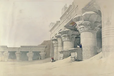 Templo de Horus, Edfu, de &39;Egito e Núbia&39;, gravado por Louis Haghe (1806-85) publicado em Londres, 1838