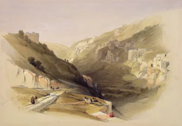 A piscina de Siloé, do volume II da "Terra Santa"; gravado por Louis Haghe (1806-85) publicado em Londres, 1842 (cor litho)