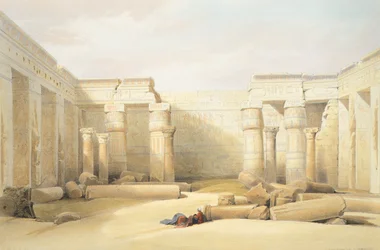 O Templo de Medinet Abu em Tebe, de David Roberts, gravando