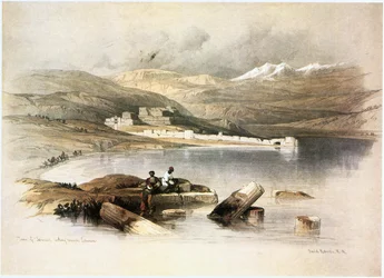 Tiberíades, vista para o Monte Hermon (gravura)