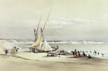 Tsur, antigo Tiro, 27 de abril de 1839, prato 69 do Volume II da "Terra Santa", gravado por Louis Haghe (1806-85) pub. 1843