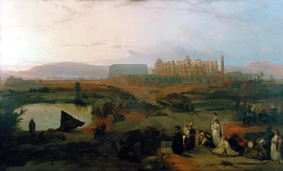 Vista das Ruínas do Templo de Karnak (óleo sobre tela)
