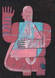 Preto e azul 5, 2023 (tinta mista sobre papel)