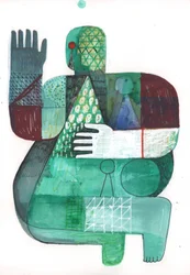 Bodies of Land and Water 1, 2023 (tinta mista sobre papel)