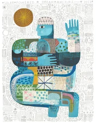 Solar Powered Dream Machine, 2023 (acrílico e lápis sobre papel)