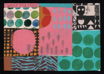 Wood For Trees, 2023 (pintura e colagem)