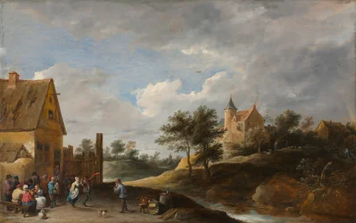 Paisagem com camponeses dançando, c. 1645-1650.