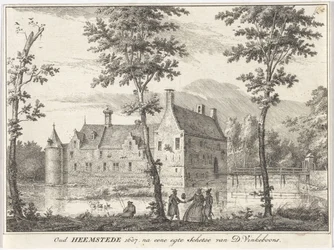 Vista da Antiga Heemstede Oud Heemstede 1607. após um esboço egte de D. Vinkeboons (título no objeto)