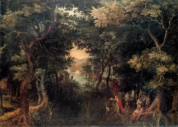 Paisagem com o Apóstolo Filipe Batizando o Eunuco, 1590-1632