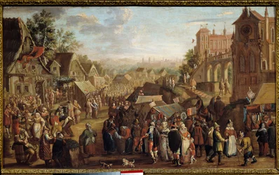 A Kermesse. Festa numa aldeia. Pintura por David Vinckboons (ou Vinckeboons ou Vinkeboons 1576-1629)