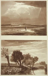 Um Efeito depois de uma tempestade ... e Efeito Transiente, Veja em Battersea Marsh, ilustrações de Um Tratado sobre Paisagem e Efeito em Cores de Água, 1841 (aquatint)