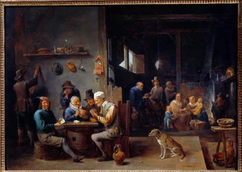 Um jogo de cartas na pousada Painting flam. por David Teniers II le Jeune (1610-1690) 1645 Sun. 0,62x0,87 m Grenoble, musee des Beaux Arts