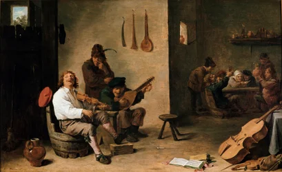 Músicos numa Taberna Pintura de David Teniers the Young (1610-1690) Turim do século XVII, Galleria Sabauda Itália
