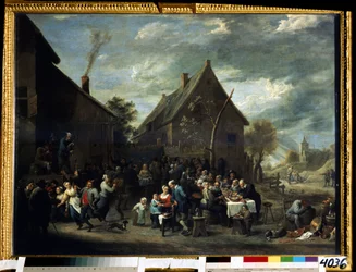 Casamento camponês. Pintura de David Teniers, o jovem (1610-1690). Óleo sobre tela, 82 x 108 cm