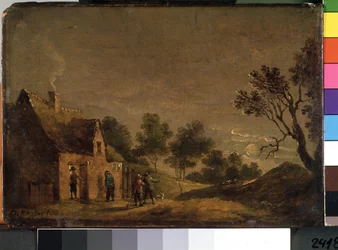 Uma taverna à noite. Pintura por David Teniers o mais novo (1610-1690). Óleo sobre madeira