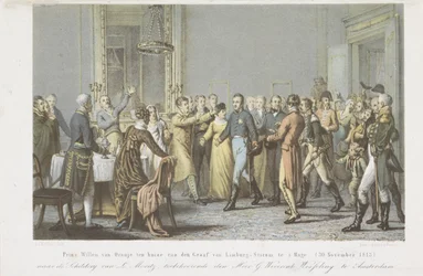 Príncipe de Orange na casa do Conde de Limburg Stirum, 1813 Príncipe William de Orange na casa do Conde de Limburg-Stirum em Haia. (30 de novembro de 1813) (título no objeto)