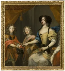 Ana Sofia, 1647-1717, princesa da Dinamarca, eleitora da Saxónia, os seus filhos Johann Georg IV, 1668-1697, eleitor da Saxónia, Friedrich August I / August II o Forte, 1670-1733, eleitor da Saxónia, rei da Polónia