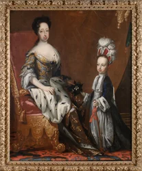 Hedvig Eleonora (1636-1715), princesa de Holstein-Gottorp, rainha da Suécia, e o seu bisneto Carlos Frederico (1700-1739), duque de Holstein-Gottorp, 1704