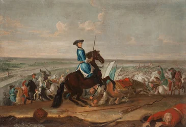 Rei Carlos XII (Carl da Suécia) (1682-1718) na Batalha de Narva