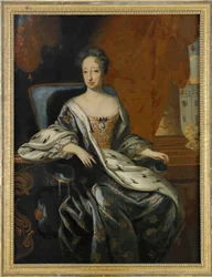 Portrait de Edwige Eleonore de Holstein Gottorp (1636-1715), reine de Suede et de Finlande (Hedvig Eleonora de Holstein-Gottorp, rainha da Suécia) - Peinture de David von Krafft (1655-1724), huile sur toile (143x107 cm) - Colecção privada