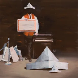 Robert Filliou 37 (Van Laack), 2024 (óleo sobre linho)