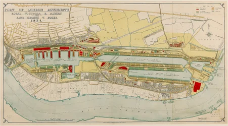 Royal Victoria and Albert e King George V Docks 1934, c.1934 (gravura)