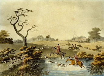 Meio-dia, Foxhunting, gravado por J.H. Clarke e F. Jeakes