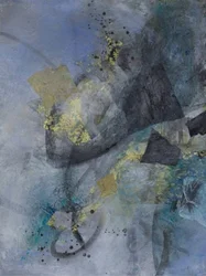 Abstrato em azul e dourado cintilante