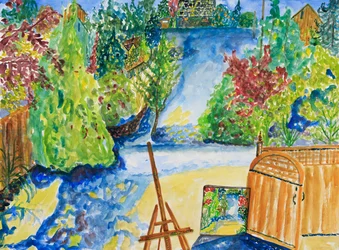 Vista do novo estúdio, 2023 (aguarela sobre papel)