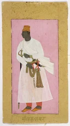 50.14/8 Retrato de Malik Ambar, inscrito em Devanagari, 