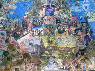 Morte de Crédito, 2010 (colagem e mídia mista sobre tela)