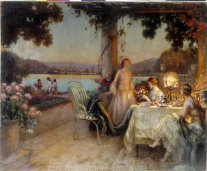 À noite no terraço. Pintura de Delphin Enjolras (1857-1945), Menção obrigatória: Fundação da coleção respeita a Provença. Marselha (cm 57x73) RD