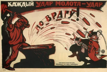 Cada martelada é um golpe contra o inimigo! Cartaz, 1920