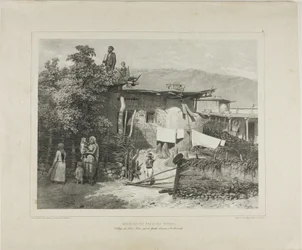 Casas de camponeses tártaros na aldeia de Déré-Koui, perto de Ialta, Crimeia, 31 de agosto de 1837