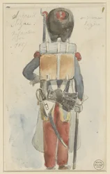 Uniformes
Linha Sapper. Infantaria Ligeira 1827 (título sobre o objecto)