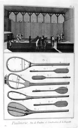 Tênis real e construção de raquetes, 1751-1777