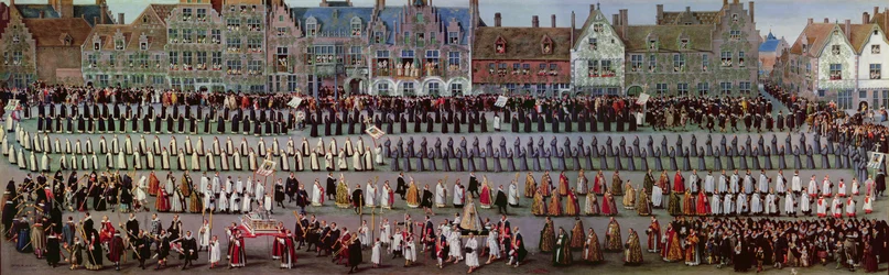 O Ommegang em Bruxelas em 31 de maio de 1615: procissão de Notre-Dame du Sablon
