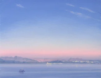 Amanhecer, sobre, lago, Piccola