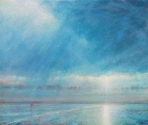 Tempestade de chuva sobre Holkham Beach, 2018 (Óleo sobre Tela)