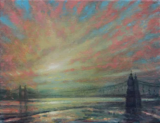 Pôr-do-sol na ponte Hammersmith, 2022 (Óleo sobre Tela)