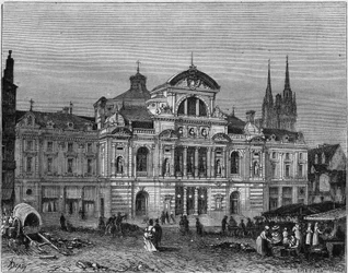Vista exterior do Grande Teatro de Angers, concluído em 1871 de acordo com os planos do arquitecto Lucien Botrel. Maine et Loire (49)