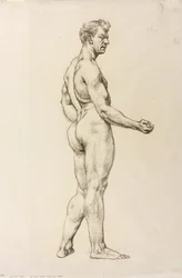 Estudo de uma figura masculina, c.1906-07 (giz preto sobre papel)