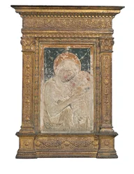 Relevo da Virgem com o Menino (estuque dourado e policromado)
