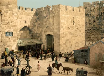 The Jaffa Gate, Jerusalém, Terra Santa, c.1890-c.1900 (fotocópia)