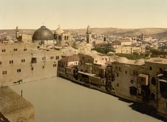 A Piscina de Ezequias, Jerusalém, Terra Santa, c.1890-c.1900 (impressão fotocromática)