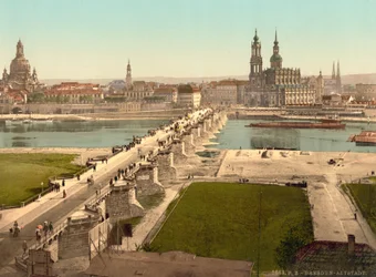Altstadt, visto do Ministério da Guerra, Dresden, Alemanha, c.1900